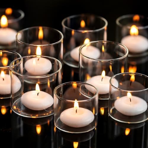 Romadedi Clear Glass Votive Tealight Candle Holders, 48 Packs by ROMADEDI