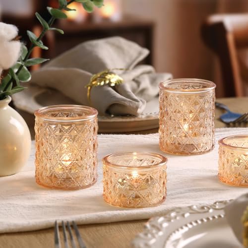 NITIME 24pcs Assorted Gold Votive Candle Holders, Tealight Candle Holders for Table Centerpiece, Green Glass Candle Holder Decor for Wedding, Party & Home Decor - Image 2