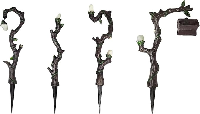 Lulu Decor, 100% Cast Iron Fairy Lamps Garden Decor Fairy Garden Accessories (Set of 4)