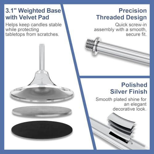 NLBTW 12 Pcs Silver Taper Candle Holder Bulks for Wedding Party Table Decor - Image 5