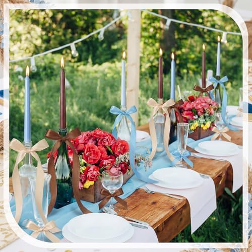 12 Pcs Blue and Brown Party Taper Candles with 3 Roll Ribbon - Image 7