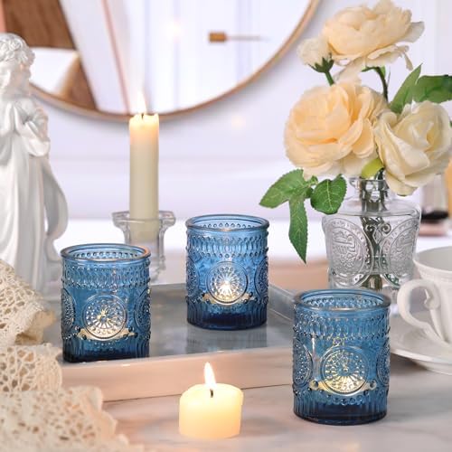 Lanttu 12 Pcs Blue Votive Candle Holder 2.1"x2.56" Tealight Candle Holders - Image 4