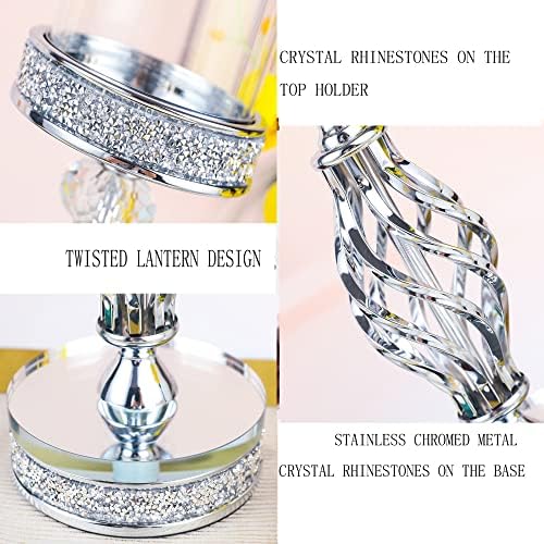 Hanjue Crystal Candle Holders for Pillar Candle, Metal Crystal Candle Holder for Home Decor, Centerpieces, Coffee Dining Table CH0509 (Silver (L)) - Image 2