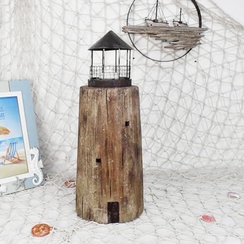 Decorative Nautical Coastal Candle Holders Wood Lighthouse Tea Light Holder - Image 5
