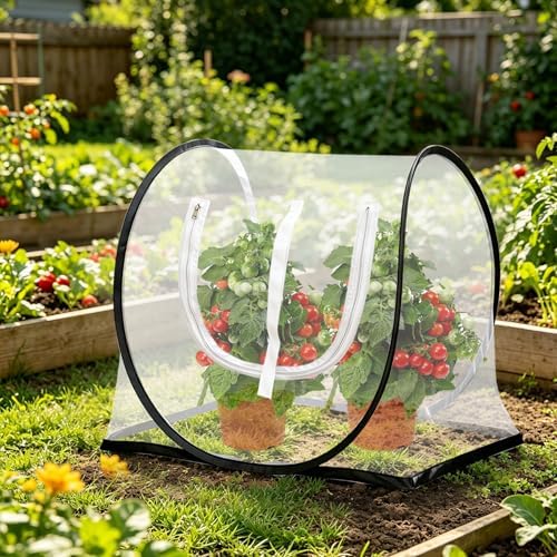 2 Pcs Garden Plant Protector Covers with Mesh Vents, 26.8"x25.6"x16.9" Pop Up Insect Barrier for Raised Beds, Easy Setup Netting to Guard Vegetables, Seedlings, Potted Plants Outdoor - Image 7