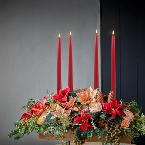 24Pack Red Taper Candles-10 Inch Dripless, Unscented Dinner Candle- Smokeless and Dripless, Long Burning time, Paraffin Wax with Cotton Wicks for Home Décor,Christmas, Wedding, Party,Candlesticks - Image 3