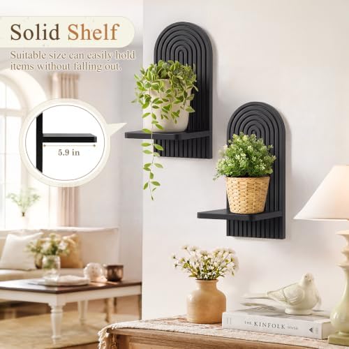 VIS'V Wall Mount Candle Sconces, Wooden Candle Holder Decor, Black, 2 Pcs - Image 3