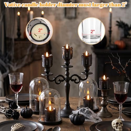 Black Flameless Votive Candles Battery Operated with Remote Timer - Image 4