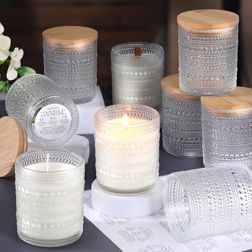 DARJEN 12 Pcs 10 oz Glass Candle Jars with Lids, Candle Tins-Clear by DARJEN
