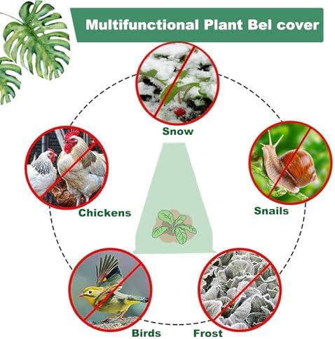 Fshow Garden Cloches,20 Pack Reusable Plant Bell Cover,Bell Jar Cloches for Protection Against Sun, Frost, Snails Etc. (Green) - Image 4