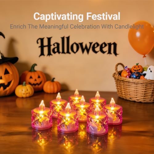 Flameless Candles, Purple, Battery Operated, 24 Count, LED Crystal Tealight Candles for Wedding, Christmas, and Table Decorations - Image 5