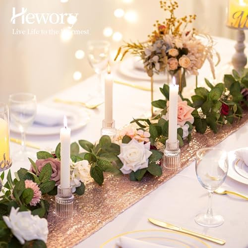 Hewory Taper Candle Holders Bulk, 20PCS Clear Glass Candlestick Holders - Image 4