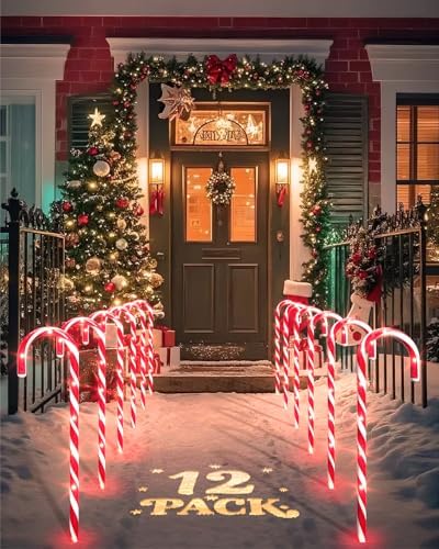 12 Pack 17 Inch Candy Cane Christmas Pathway Lights Outdoor Decor by COOLWUFAN