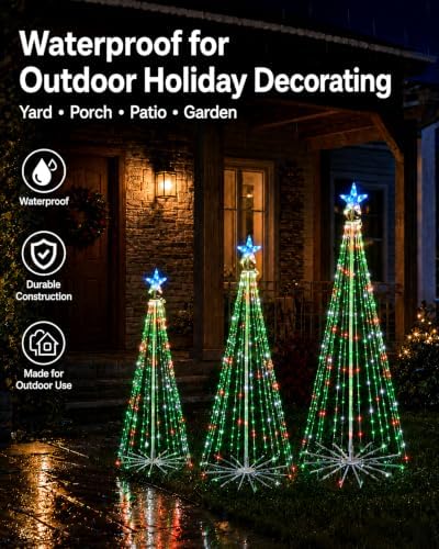 3-Piece Smart Outdoor Christmas Cone Tree Lights, 4FT 5FT 6FT - Image 5