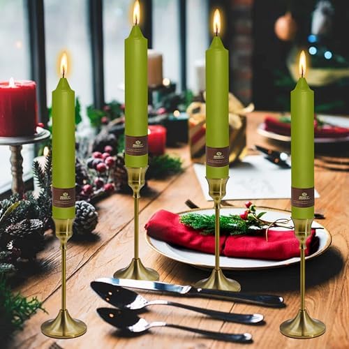 Christmas Grass Green Candle 9 Inch Tall Smokeless Taper Candles 4 Pack Unscented Dinner Candle for Christmas Festive Halloween Thanksgiving Day Fall Home Decor - Image 2