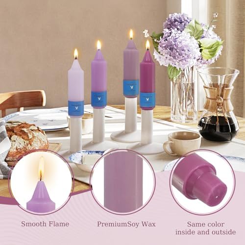Smokeless Candlesticks Short Taper Candle,Unscented 5 Inches Gradient Pink Candle Sticks Dripless Tapered Candles for Home Décor Gifts - Image 6