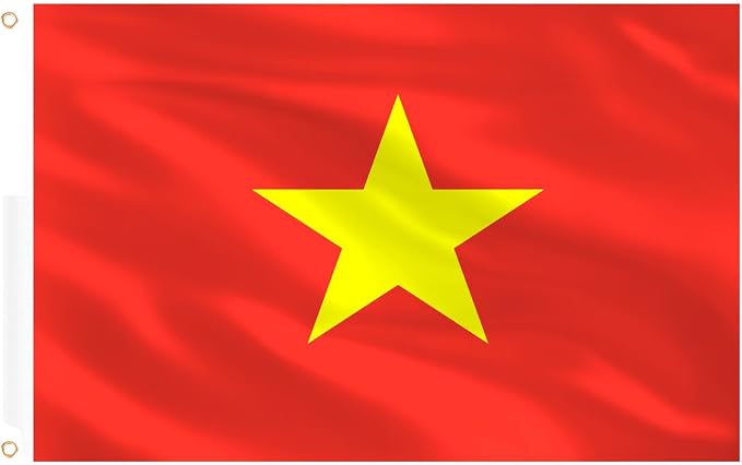 AhfuLife Vietnam Flag 5ft x 3ft for Party Decorations, 1 Pcs Large Vietnamese Flag Polyester Double Side with Brass Eyelets for National Day Garden Street