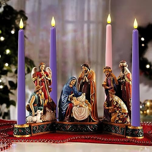 Homemory Battery-Operated LED Flickering Advent Candles, Set of 4 with Remote Timer - For Christmas Wreath - Image 4