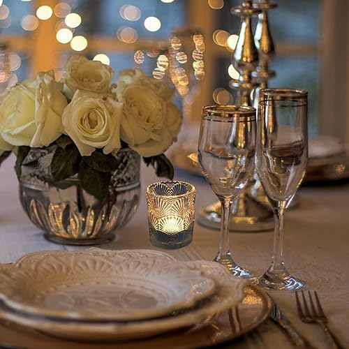 Woho 24pcs Clear Votive Candle Holders, Glass Tea Lights Candle Holder for Wedding Table Centerpiece, Vintage Tealight Candle Holder Decor for Anniversary, Bridal Shower Christmas Party - Image 4
