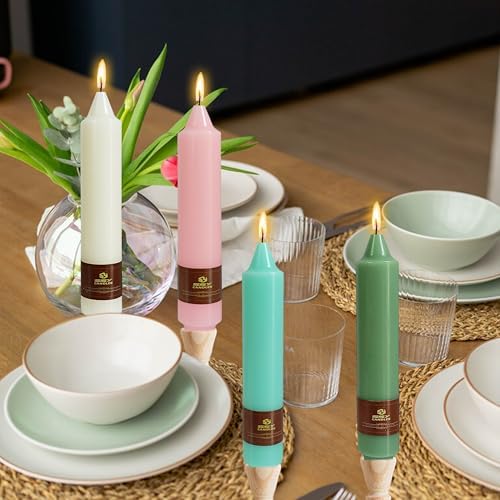 Pastel Candle Short Taper Candle 7 Inch Candlesticks Unscented Dripless Tapered Candle Set for Home Decor Wedding Party Dinner, 4 Pack - Image 2