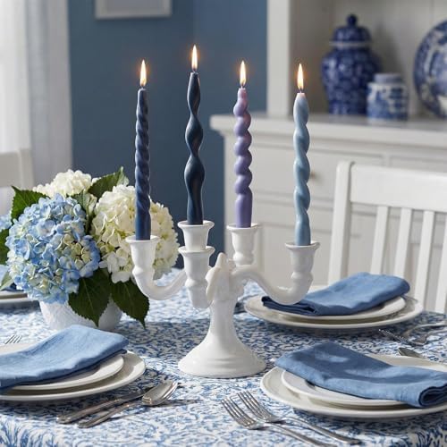 Nuanchu 4 Pcs Twisted Taper Candles,7.87 Inch,Pure,Blue by Nuanchu