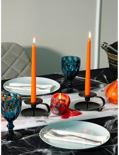 CANDWAX 8 inch Orange Taper Candles Set of 12 — Dripless Unscented Long Burning Candlesticks Perfect for Halloween Party, Thanksgiving Décor or Dinner Centerpiece — Orange Candlesticks - Image 3