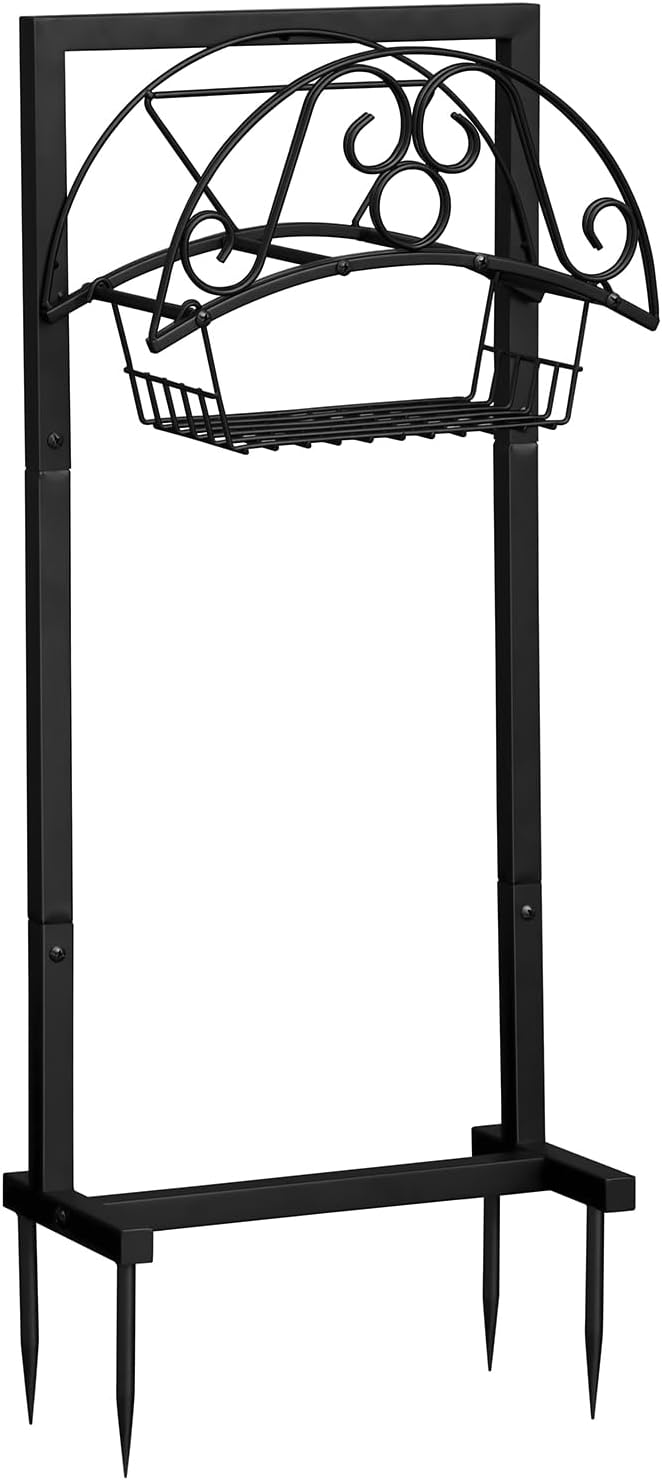 ATR ART TO REAL Garden Hose Holder, Heavy Duty Water Hose Reel For Outside Garden Hose Storage Hose Hanger Holds 150-Feet for Yard Lawn Farm (Style C + Basket)