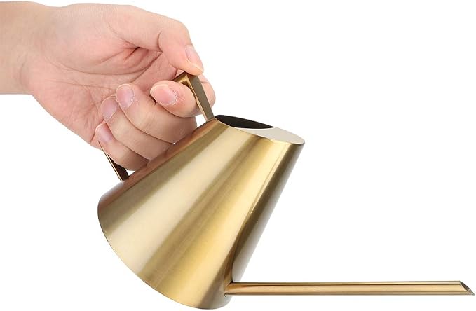 13.6 oz Watering Can Indoor Plants Stainless Steel Plant Waterer Watering Pot Sprinkle Pot Garden Flowers Plants Flower Tool Gold Watering Can with Long Spout (400ml)