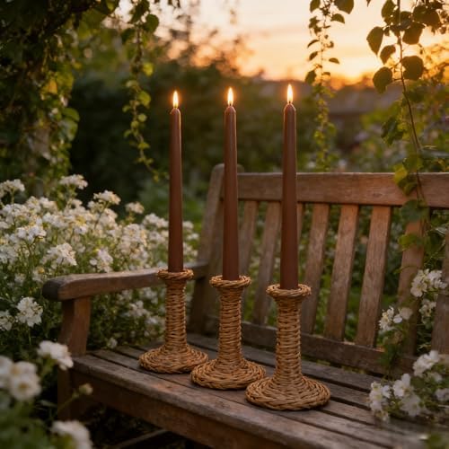 12-Pack Brown Taper Candles, 10 Inch Unscented Dripless Candlesticks, Long-Lasting Burn Time of 7-8 Hours, Perfect for Home Décor Dinner Party Meditation - Image 2
