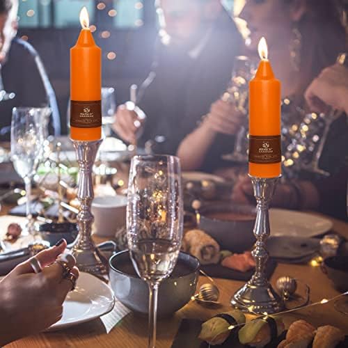 Orange Short Taper Candle Candle Sticks, 5 Inch Mini Pillar Candles, 4PCS Handmade Unscenteds Candlesticks for Festive Halloween Thanksgiving Day Fall Home Decor - Image 6