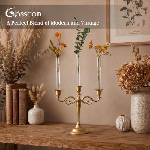 Glasseam 3Pcs Glass Bud vase for Candle Holder, 7.87" Single Flower Vases - Image 5