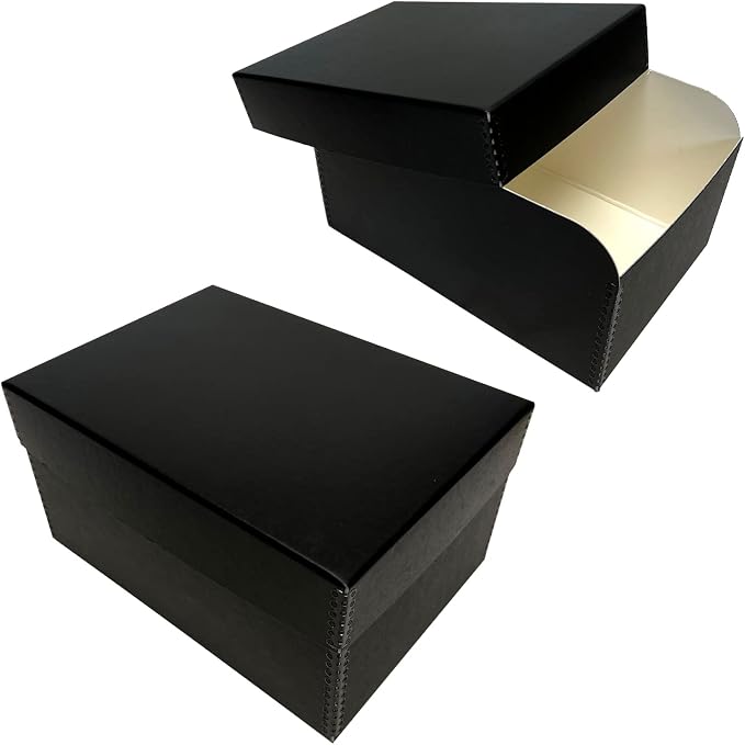 Lineco 4x6 Photo Storage Box, with 12 Envelope, 5.5x7.5x11, Black, 2 Pack | Holds Up to 1000 3.5" x 5", or 4" x 6" Pictures, Metal Edge, Archival Organizer for Cards, Prints, Stickers, Stamps, Seeds