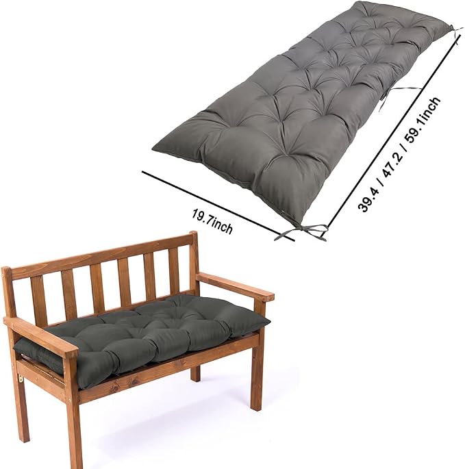Srutirbo Indoor Outdoor Bench Cushion, Waterproof Swing Cushion Seat Chair Replacement Pads Pillow for Lounger Garden Furniture Patio Metal Wooden (Dark Grey, 39 * 20inch)