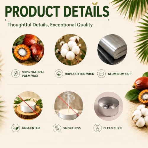 Tea Lights Candles 200 Pack, 6-7 Hour Long Burning Tealight Candles Bulk - Image 4
