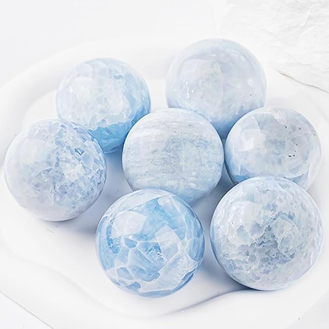 1.6-2 inch Natural Celestite Crystal Ball with Stand, Polished Crystal Sphere