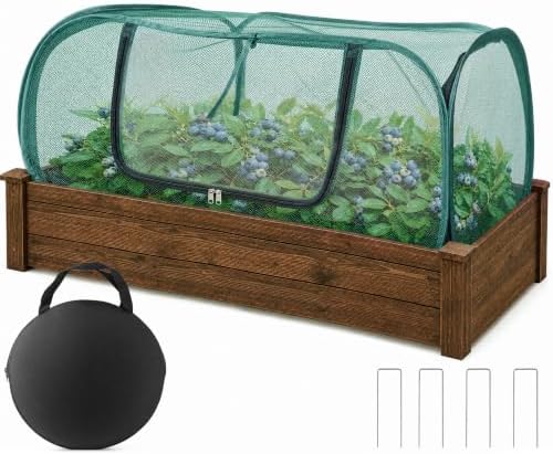 Pop Up Mesh Plant Cover 33% Sunblock Foldable for Raised Garden Beds by emopaw