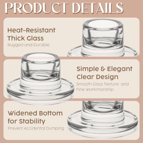 6 Pcs Glass Taper Candle Holders Candlestick Holders - Image 2