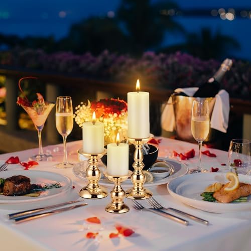 6 Pcs Gold Metal Pillar Candle Holder, 5.31, 6.50, 8.46 Inch Tall - Image 5