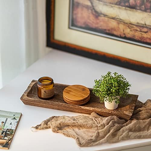 Hanobe Decorative Wooden Tray Long Narrow Centerpiece Candle Holder - Image 6