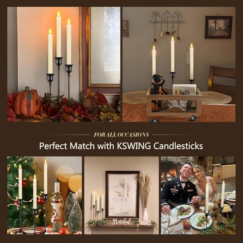 Candlestick Holders 6 PCS Metal Taper Candle Holders, KSWING Black Candle Stick Holders Set, Perfect for Table Centerpiece Mantel Party Wedding Christmas Home Decor, Set of 6 - Image 5