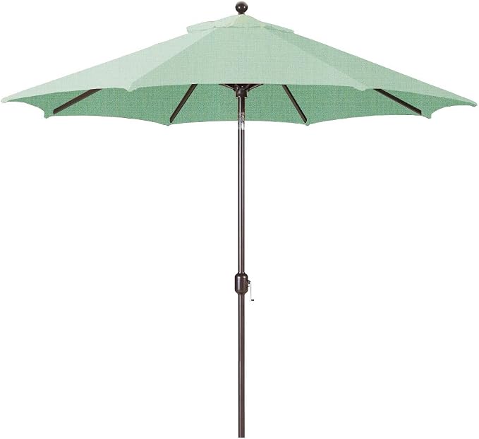 Galtech Deluxe Auto Tilt Market Umbrella, 9ft - Outdoor Patio, Deck, Pool, Backyard Stand Alone Umbrella - Octagon, Heavy Duty w/Bronze Frame & Sunbrella Fabric (Spa)
