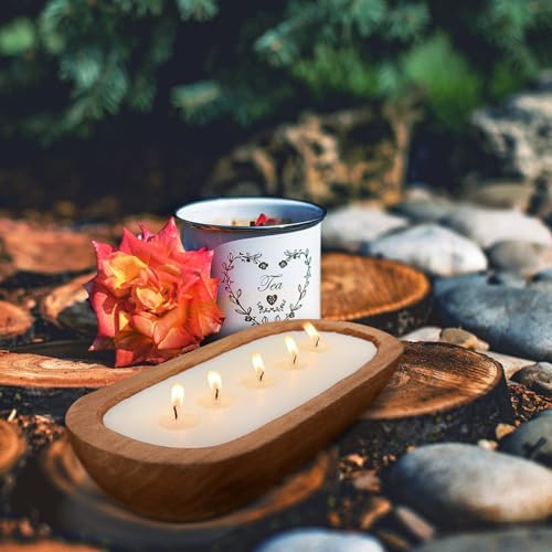 Aromatherapy Candle, SEVEYEE Lavender Candle 5wicks 16oz, Large Wooden Bowl Candles for Women,Girl Birthday Gift,12inch - Image 3