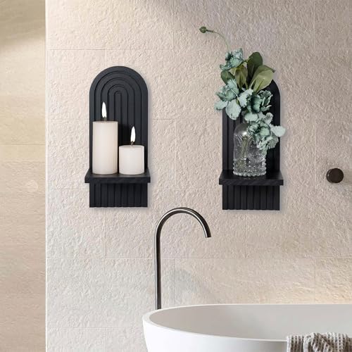 Yorkmills Sconces Wall Decor Set of 2, Wall Candle Holder Black Wall Art - Image 2
