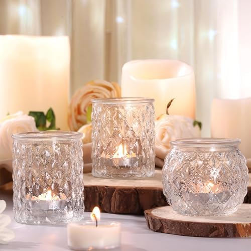 NITIME 12Pcs Assorted Votive Candle Holders for Wedding Centerpiece, Clear Tea Light Candle Holders, Glass Candle Holder for Table Centerpiece, Home and Party Decorations - Image 3