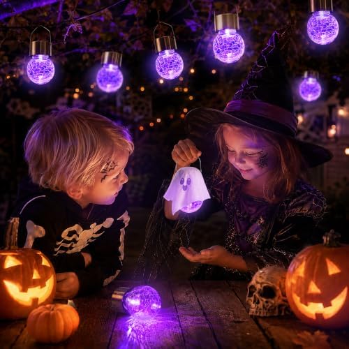 GIGALUMI Halloween Solar Lights Outdoor Solar Hanging Lanterns Outside 12PC - Image 5