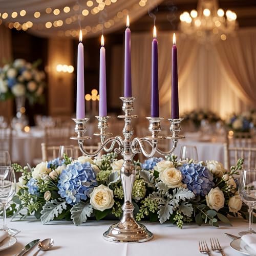 MTLEE 32 Pcs 10 Inch Long Taper Candle Stick Smokeless, Gradient Purple - Image 6