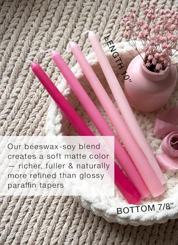 10" Classic Taper Candles, Pink Shades, 4-Pack, 7-8 Hours Long Burning, Unscented Tall Candlesticks - Image 2