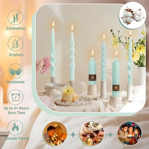 Mint Green Short Taper Candle 7 Inch Candlesticks Unscented Dripless Tapered Candle Set for Home Decor Wedding Party Dinner Candles - Image 5