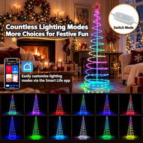 Tangkula 6 FT Lighted Spiral Christmas Tree with 135 LED Lights - Image 5
