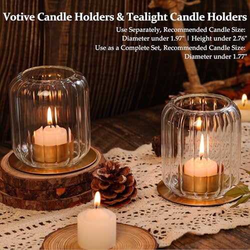 Tealight Candle Holder Set of 2, Clear Votive Candle Holders, Lantern Style - Image 3